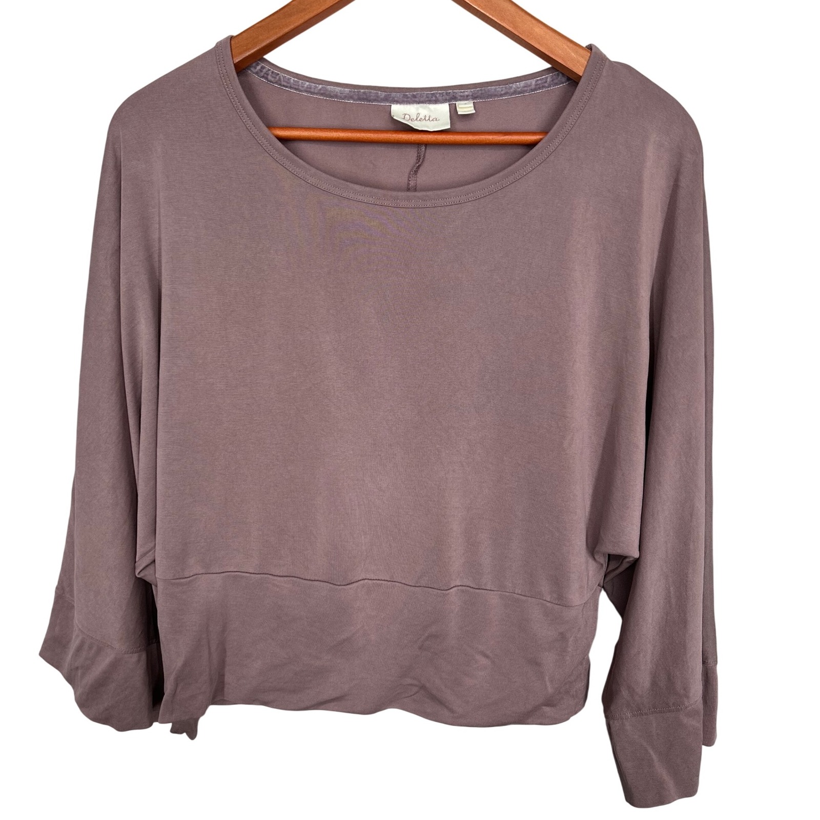 Deletta Muted Purple 3/4 Dolman Sleeve Knit Top Women's Size Medium